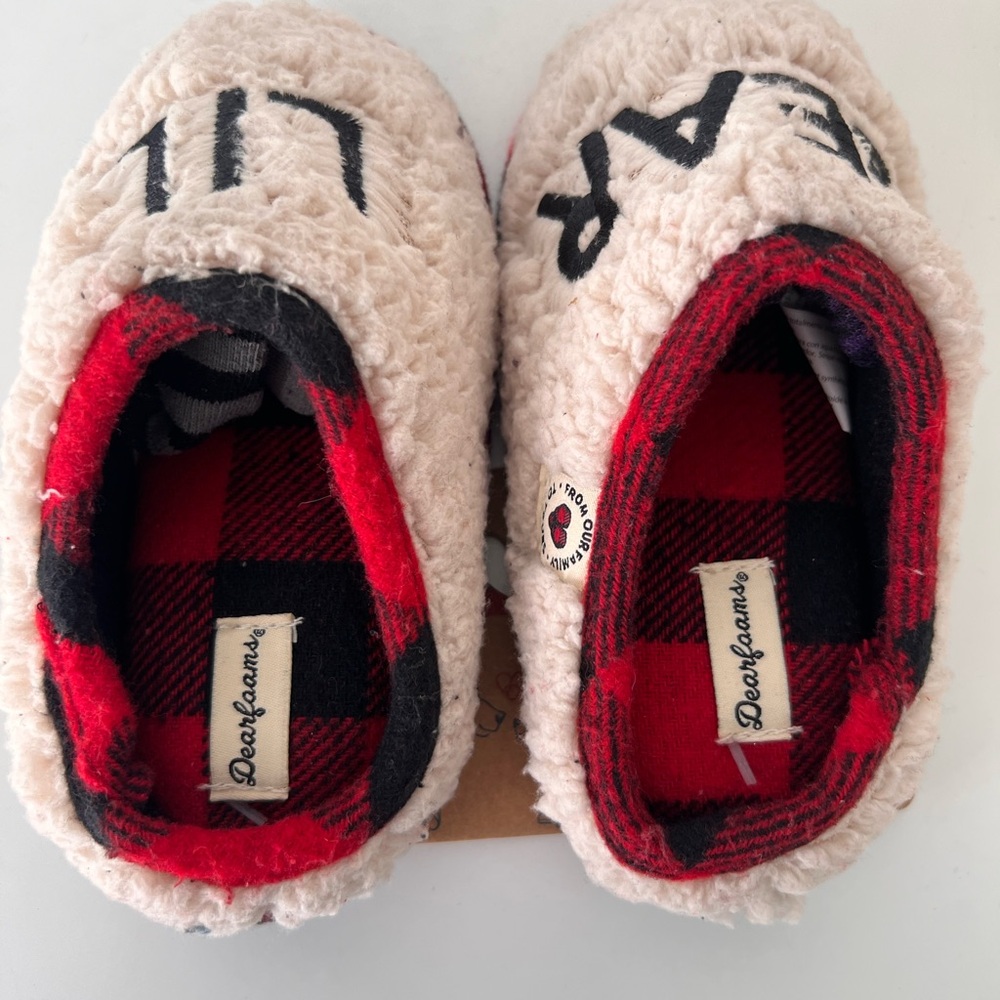 Dearfoams Red and Cream Plaid Slippers - Picture 2 of 5